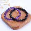 imageCherry Tree Collection Couples Distance Bracelets  His and Hers  Gemstone Beaded Stretch Bracelets 8mm Round Beads Black Agate and Amethyst  LargeMedium