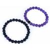 imageCherry Tree Collection Couples Distance Bracelets  His and Hers  Gemstone Beaded Stretch Bracelets 8mm Round Beads Black Agate and Amethyst  LargeMedium