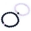imageCherry Tree Collection Couples Distance Bracelets  His and Hers  Gemstone Beaded Stretch Bracelets 8mm Round Beads Black Agate and Rose Quartz  LargeMedium
