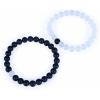 imageCherry Tree Collection Couples Distance Bracelets  His and Hers  Gemstone Beaded Stretch Bracelets 8mm Round Beads Matte Black Agate and Matte Clear Quartz  LargeMedium