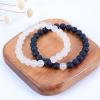 imageCherry Tree Collection Couples Distance Bracelets  His and Hers  Gemstone Beaded Stretch Bracelets 8mm Round Beads Matte Black Agate and Matte Clear Quartz  LargeMedium