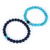 imageCherry Tree Collection Couples Distance Bracelets  His and Hers  Gemstone Beaded Stretch Bracelets 8mm Round Beads Matte Black Agate and Turquoise Howlite  LargeMedium