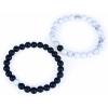 imageCherry Tree Collection Couples Distance Bracelets  His and Hers  Gemstone Beaded Stretch Bracelets 8mm Round Beads Matte Black Agate and White Howlite  LargeMedium