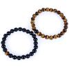 imageCherry Tree Collection Couples Distance Bracelets  His and Hers  Gemstone Beaded Stretch Bracelets 8mm Round Beads Tigers Eye and Black Agate  LargeMedium