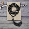 imageCherry Tree Collection Mala Necklace  108 HandKnotted 8mm Gemstone Round Beads Antiqued Guru and Counter Beads and Tassel  Meditation Buddhist Prayer HealingBlack Tourmaline