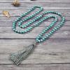 imageCherry Tree Collection Mala Necklace  108 HandKnotted 8mm Gemstone Round Beads Antiqued Guru and Counter Beads and Tassel  Meditation Buddhist Prayer HealingTurquoise Howlite