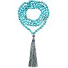 imageCherry Tree Collection Mala Necklace  108 HandKnotted 8mm Gemstone Round Beads Antiqued Guru and Counter Beads and Tassel  Meditation Buddhist Prayer HealingTurquoise Howlite