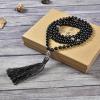 imageCherry Tree Collection Mala Necklace  108 HandKnotted 8mm Gemstone Round Beads Antiqued Guru and Counter Beads and Tassel  Meditation Buddhist Prayer HealingBlack Tourmaline