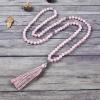imageCherry Tree Collection Mala Necklace  108 HandKnotted 8mm Gemstone Round Beads Antiqued Guru and Counter Beads and Tassel  Meditation Buddhist Prayer HealingRose Quartz
