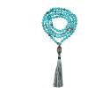 imageCherry Tree Collection Mala Necklace  108 HandKnotted 8mm Gemstone Round Beads Tibetan Guru and Counter Beads and Tassel  Meditation Buddhist Prayer HealingTurquoise Howlite