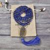 imageCherry Tree Collection Mala Necklace  108 HandKnotted 8mm Gemstone Round Beads Tibetan Guru and Counter Beads and Tassel  Meditation Buddhist Prayer HealingLapis