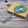 imageCherry Tree Collection Mala Necklace  108 HandKnotted 8mm Gemstone Round Beads Tibetan Guru and Counter Beads and Tassel  Meditation Buddhist Prayer HealingTurquoise Howlite