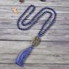 imageCherry Tree Collection Mala Necklace  108 HandKnotted 8mm Gemstone Round Beads Tibetan Guru and Counter Beads and Tassel  Meditation Buddhist Prayer HealingLapis