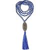 imageCherry Tree Collection Mala Necklace  108 HandKnotted 8mm Gemstone Round Beads Tibetan Guru and Counter Beads and Tassel  Meditation Buddhist Prayer HealingLapis