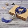imageCherry Tree Collection Mala Necklace  108 HandKnotted 8mm Gemstone Round Beads Tibetan Guru and Counter Beads and Tassel  Meditation Buddhist Prayer HealingLapis