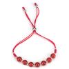 imageCherry Tree Collection Natural Gemstone Chakra Bracelet  Adjustable Size Nylon Cord  6mm Beads Silver Spacers  5quot65quotDeep OrangeRed AgateMedium