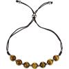 imageCherry Tree Collection Natural Gemstone Chakra Bracelet  Adjustable Size Nylon Cord  6mm Beads Silver Spacers  5quot65quotTigers EyeMedium
