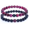 imageCherry Tree Collection Couples Distance Bracelets  His and Hers  Gemstone Beaded Stretch Bracelets 8mm Round Beads Black Agate and Pink Tigers Eye  LargeMedium