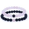 imageCherry Tree Collection Couples Distance Bracelets  His and Hers  Gemstone Beaded Stretch Bracelets 8mm Round Beads Black Agate and Rose Quartz  LargeMedium