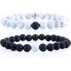 imageCherry Tree Collection Couples Distance Bracelets  His and Hers  Gemstone Beaded Stretch Bracelets 8mm Round Beads Lava and White Howlite  LargeMedium