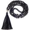 imageCherry Tree Collection Mala Necklace  108 HandKnotted 8mm Gemstone Round Beads Antiqued Guru and Counter Beads and Tassel  Meditation Buddhist Prayer HealingBlack Tourmaline