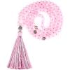 imageCherry Tree Collection Mala Necklace  108 HandKnotted 8mm Gemstone Round Beads Antiqued Guru and Counter Beads and Tassel  Meditation Buddhist Prayer HealingRose Quartz