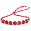 imageCherry Tree Collection Natural Gemstone Chakra Bracelet  Adjustable Size Nylon Cord  6mm Beads Silver Spacers  5quot65quotDeep OrangeRed AgateMedium