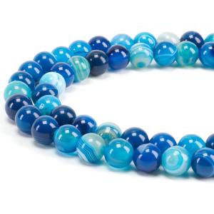 imageCherry Tree Collection  100PCS Gemstone Round Beads for Jewelry Making  Includes Storage Box Elastic String and Needleslace agate blue