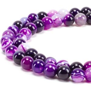 imageCherry Tree Collection  100PCS Gemstone Round Beads for Jewelry Making  Includes Storage Box Elastic String and Needleslace agate purple