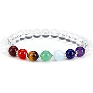 imageCherry Tree Collection Chakra Stretch Bracelet  Genuine Natural 8mm Gemstones Beads Sterling Silver Spacers  MenWomen  Small Medium Large SizesClear Quartz  Large