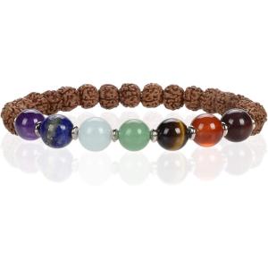 imageCherry Tree Collection Chakra Stretch Bracelet  Genuine Natural 8mm Gemstones Beads Sterling Silver Spacers  MenWomen  Small Medium Large SizesRudraksha  Medium