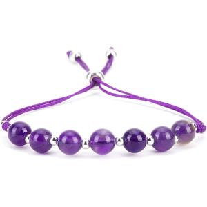 imageCherry Tree Collection Natural Gemstone Chakra Bracelet  Adjustable Size Nylon Cord  6mm Beads Silver Spacers  5quot65quotAmethystMedium