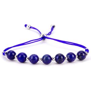 imageCherry Tree Collection Natural Gemstone Chakra Bracelet  Adjustable Size Nylon Cord  6mm Beads Silver Spacers  5quot65quotLapisMedium