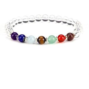 imageCherry Tree Collection Natural Genuine Gemstone Chakra Stretch Bracelet  6mm Beads Sterling Silver Spacers  MenWomen  Small Medium Large SizesClear Quartz  Large