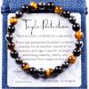 imageCherry Tree Collection  Handmade Crystal Beaded Stretch Bracelets For Women and Men  Small Medium Large Sizes  Healing Properties Card  8mm Round BeadsTriple Protection Gold