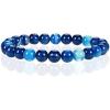 imageCherry Tree Collection  Small Medium Large Sizes  Gemstone Beaded Bracelets For Women and Men  8mm Round BeadsLace Agate Blue