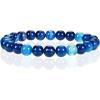 imageCherry Tree Collection  Small Medium Large Sizes  Gemstone Beaded Bracelets For Women and Men  8mm Round BeadsLace Agate Blue