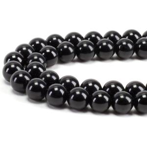 imageCherry Tree Collection  100PCS 8mm Black Agate Gemstone Round Beads for Jewelry Making  Includes Storage Box Elastic String and Needles