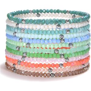 imageCherry Tree Collection  Crystal Bracelet Set of 12  For Women and Teens  6757quot To Fit Most Wrists  2x3mm Rondelle BeadsDaybreak  Silver