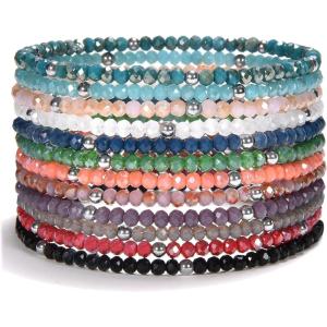 imageCherry Tree Collection  Crystal Bracelet Set of 12  For Women and Teens  6757quot To Fit Most Wrists  2x3mm Rondelle BeadsTwilight  Silver