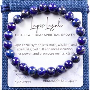 imageCherry Tree Collection  Handmade Crystal Beaded Stretch Bracelets For Women and Men  Small Medium Large Sizes  Healing Properties Card  8mm Round BeadsLapis