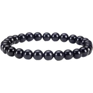 imageCherry Tree Collection  Small Medium Large Sizes  Gemstone Beaded Bracelets For Women and Men  6mm Round BeadsBlack Agate