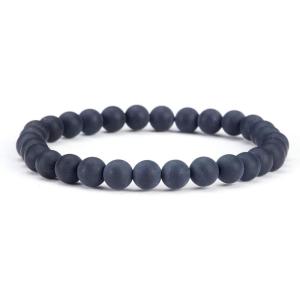 imageCherry Tree Collection  Small Medium Large Sizes  Gemstone Beaded Bracelets For Women and Men  6mm Round BeadsBlack Agate Matte