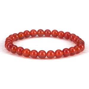 imageCherry Tree Collection  Small Medium Large Sizes  Gemstone Beaded Bracelets For Women and Men  6mm Round BeadsDeep Orange  Red Agate