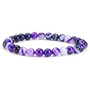 imageCherry Tree Collection  Small Medium Large Sizes  Gemstone Beaded Bracelets For Women and Men  6mm Round BeadsLace Agate Purple