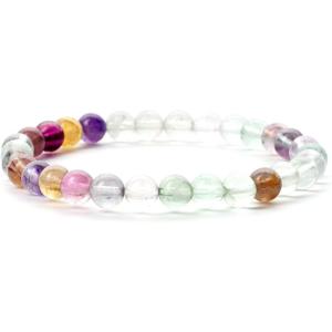 imageCherry Tree Collection  Small Medium Large Sizes  Gemstone Beaded Bracelets For Women and Men  6mm Round BeadsRainbow Fluorite