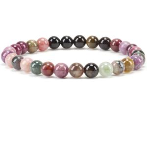 imageCherry Tree Collection  Small Medium Large Sizes  Gemstone Beaded Bracelets For Women and Men  6mm Round BeadsRainbow Tourmaline