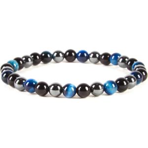 imageCherry Tree Collection  Small Medium Large Sizes  Gemstone Beaded Bracelets For Women and Men  6mm Round BeadsTriple Protection Blue