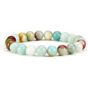 imageCherry Tree Collection  Small Medium Large Sizes  Gemstone Beaded Bracelets For Women and Men  8mm Round BeadsAmazonite  Multi Color