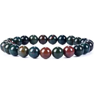 imageCherry Tree Collection  Small Medium Large Sizes  Gemstone Beaded Bracelets For Women and Men  8mm Round BeadsBloodstone